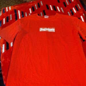 Supreme Men Bright Red Tee with Graphic Logo